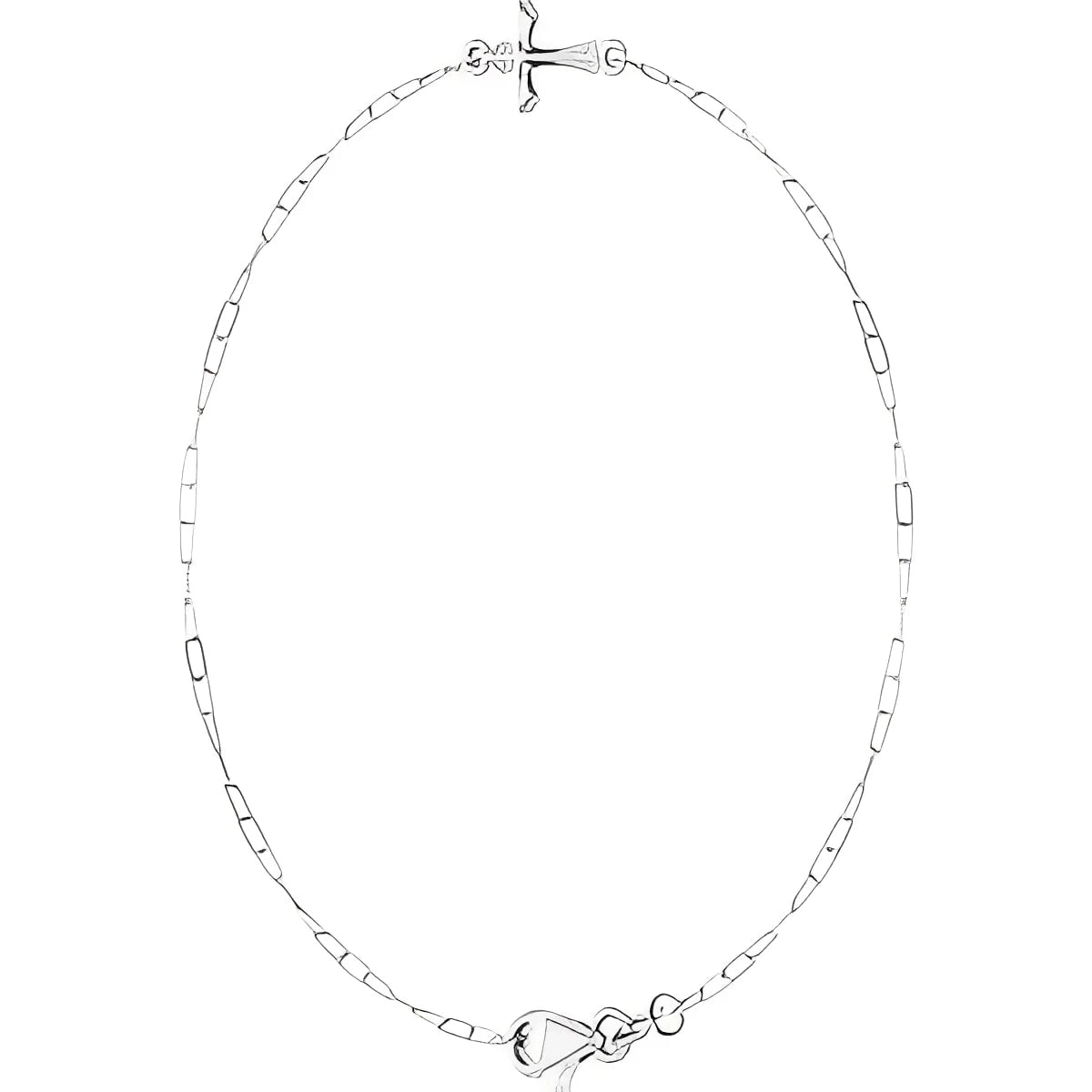 Sterling Silver Sideways Cross 7" Bracelet
