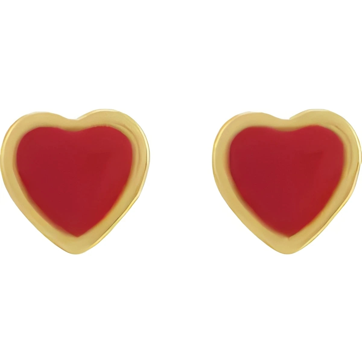 24K Yellow Gold-Plated Stainless Steel 5.1 mm Red Enamel Heart  Inverness�� Piercing Earrings