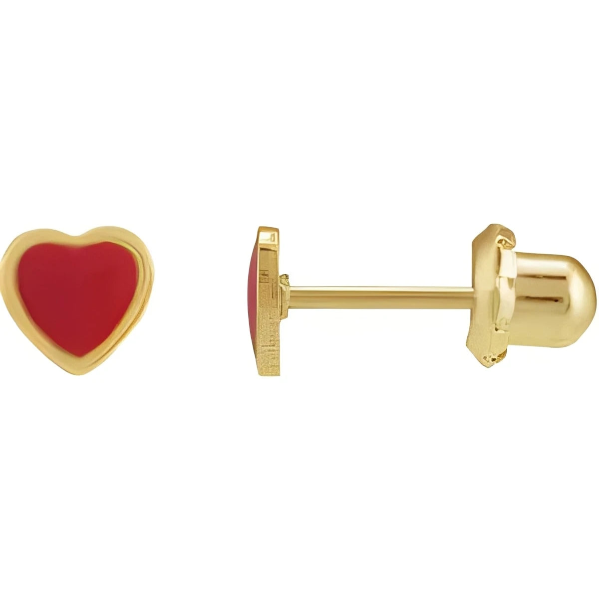 24K Yellow Gold-Plated Stainless Steel 5.1 mm Red Enamel Heart  Inverness�� Piercing Earrings