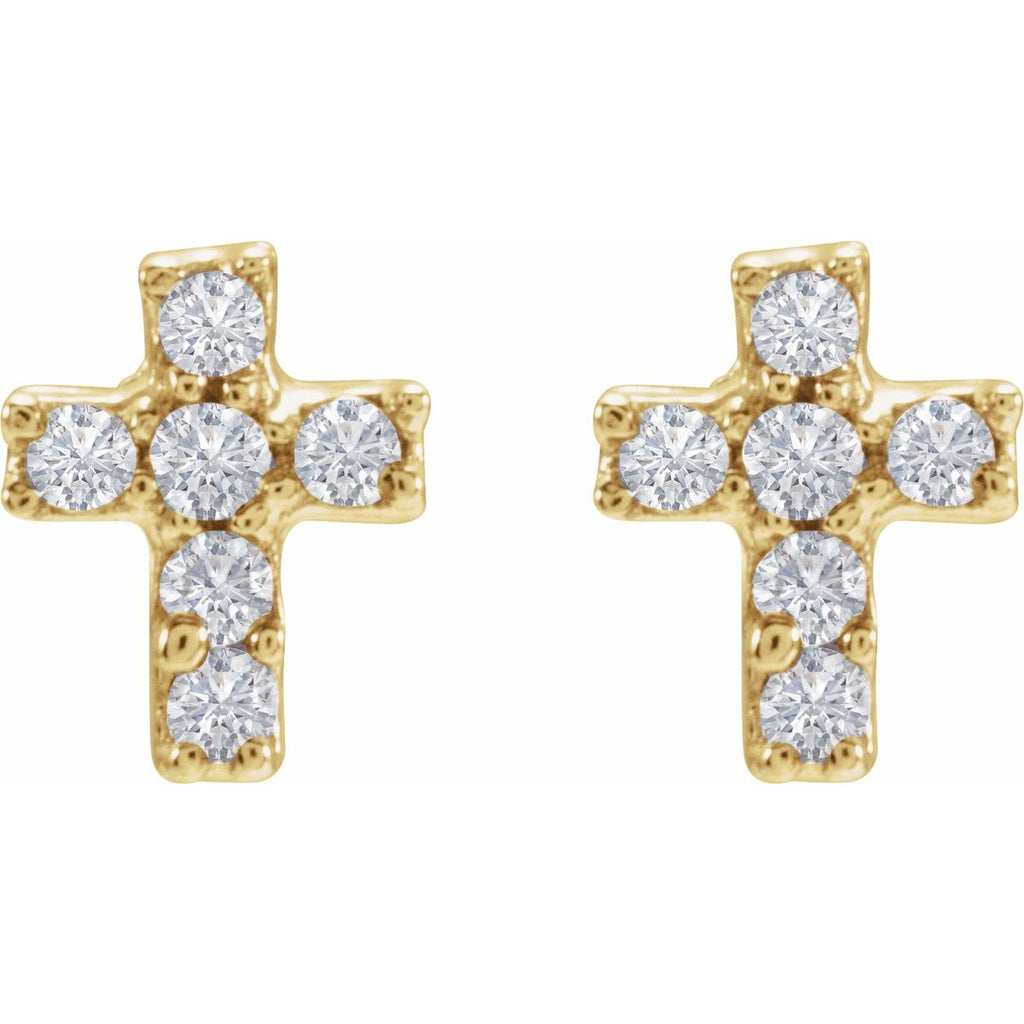 14K Yellow Gold .02 CTW Natural Diamond Cross Inverness® Piercing Stud Earrings
