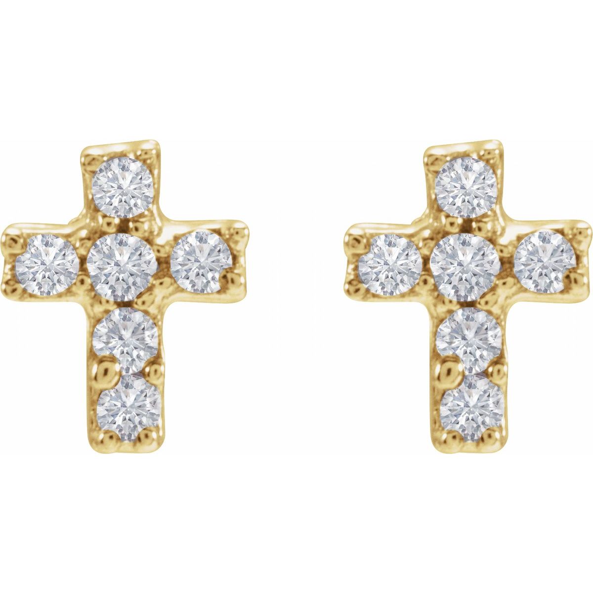 14K Yellow Gold .02 CTW Natural Diamond Cross Inverness® Piercing Stud Earrings