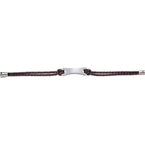 Stainless Steel 3 mm Dark Brown Leather 8 1/2" Bracelet