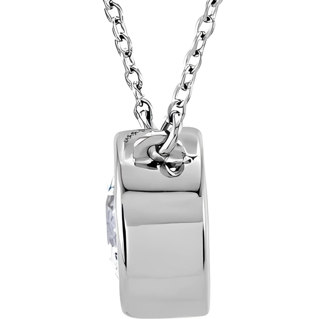 Sterling Silver 8 mm Imitation White Cubic Zirconia Solitaire 18" Necklace