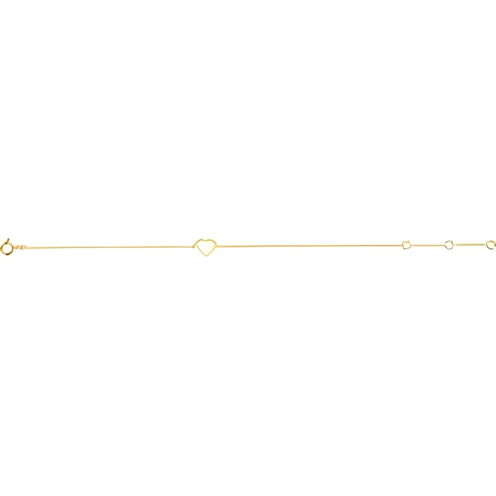14K Yellow Gold Heart 7" Bracelet