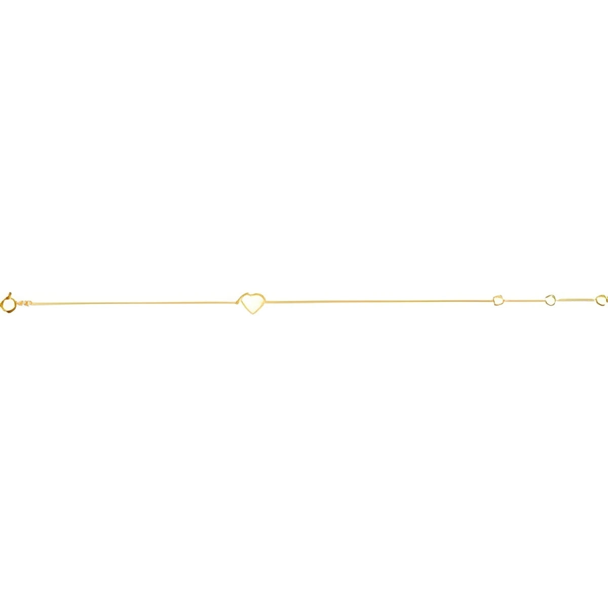 14K Yellow Gold Heart 7" Bracelet