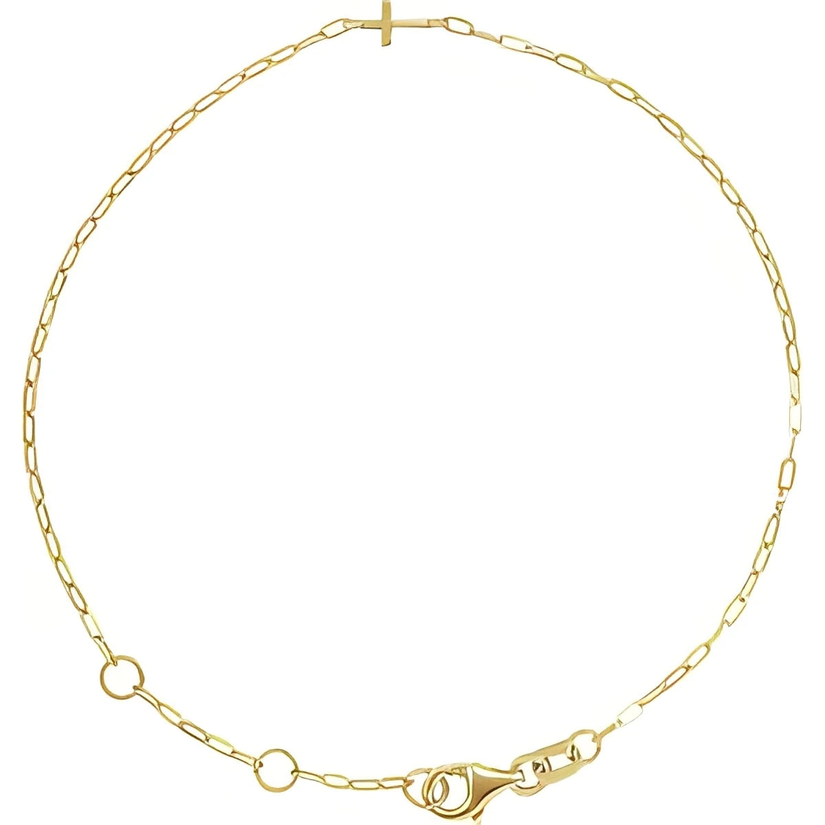 14K Yellow Gold Sideways Cross Paperclip-Style Chain 6 1/2-7 1/2" Bracelet