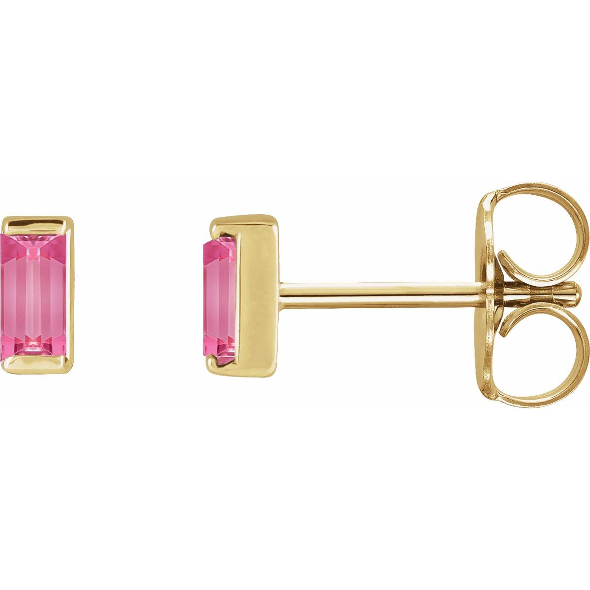 14K Yellow Gold Natural Green Tourmaline Channel-Set Earrings