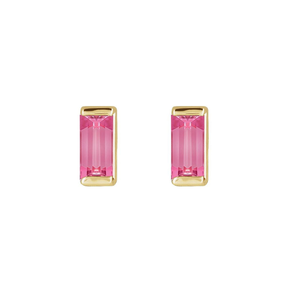 14K Yellow Gold Natural Green Tourmaline Channel-Set Earrings