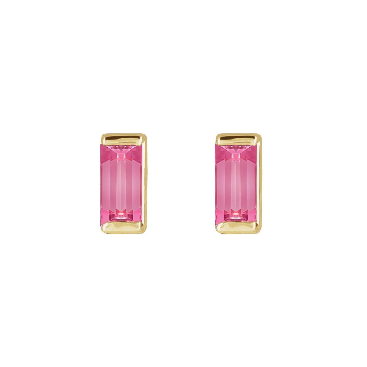 14K Yellow Gold Natural Green Tourmaline Channel-Set Earrings