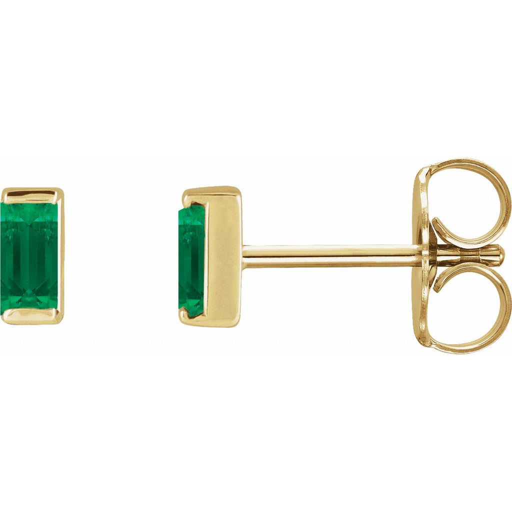 14K Yellow Gold Natural Green Tourmaline Channel-Set Earrings