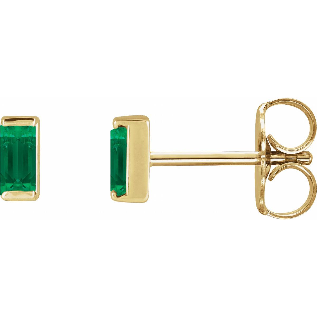 14K Yellow Gold Natural Green Tourmaline Channel-Set Earrings