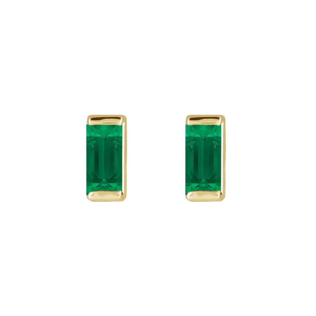 14K Yellow Gold Natural Green Tourmaline Channel-Set Earrings