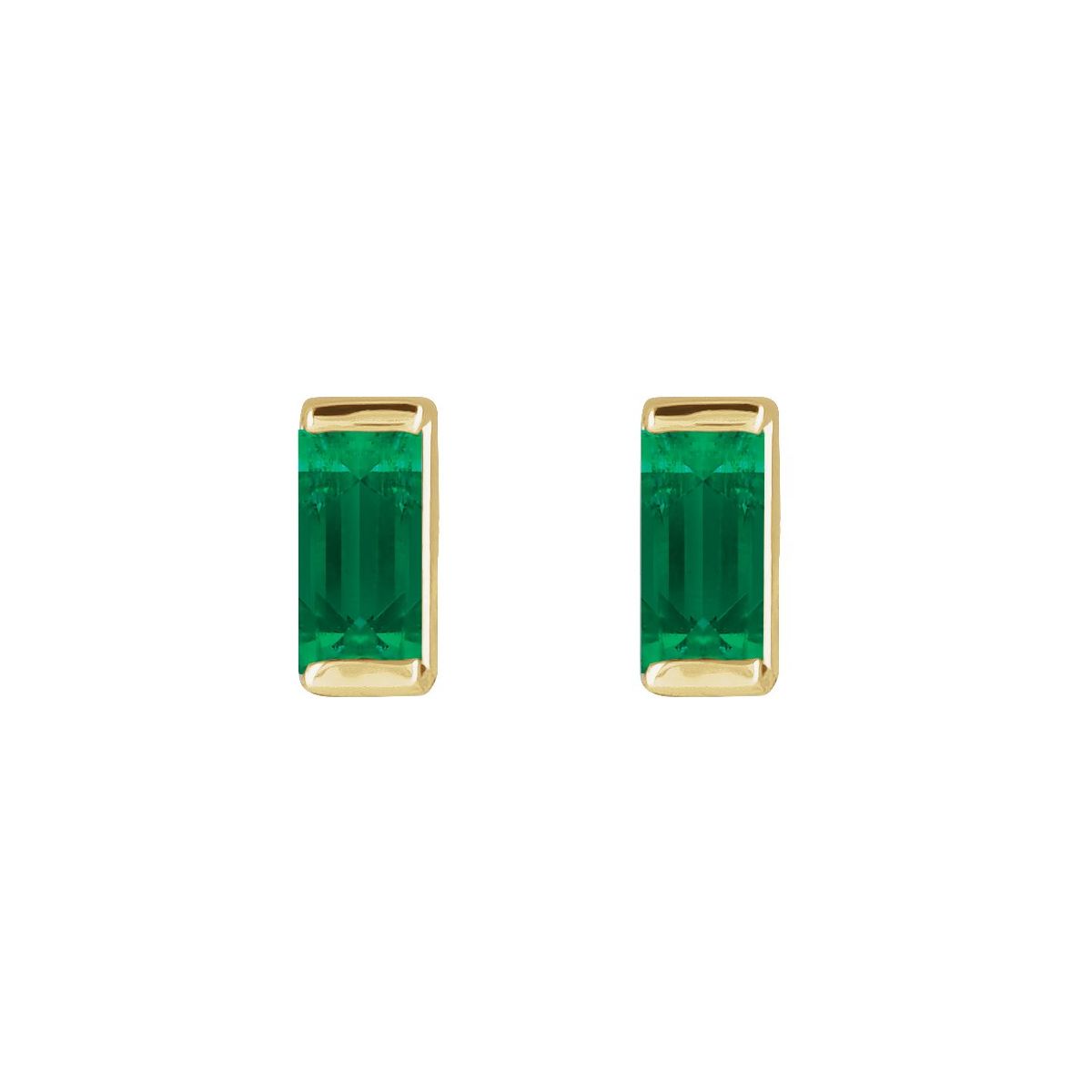 14K Yellow Gold Natural Green Tourmaline Channel-Set Earrings