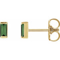 14K Yellow Gold Natural Green Tourmaline Channel-Set Earrings