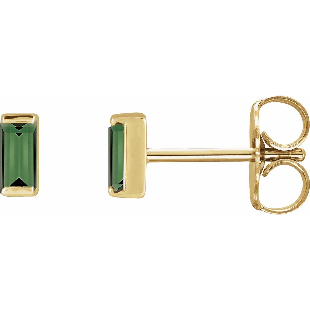 14K Yellow Gold Natural Green Tourmaline Channel-Set Earrings