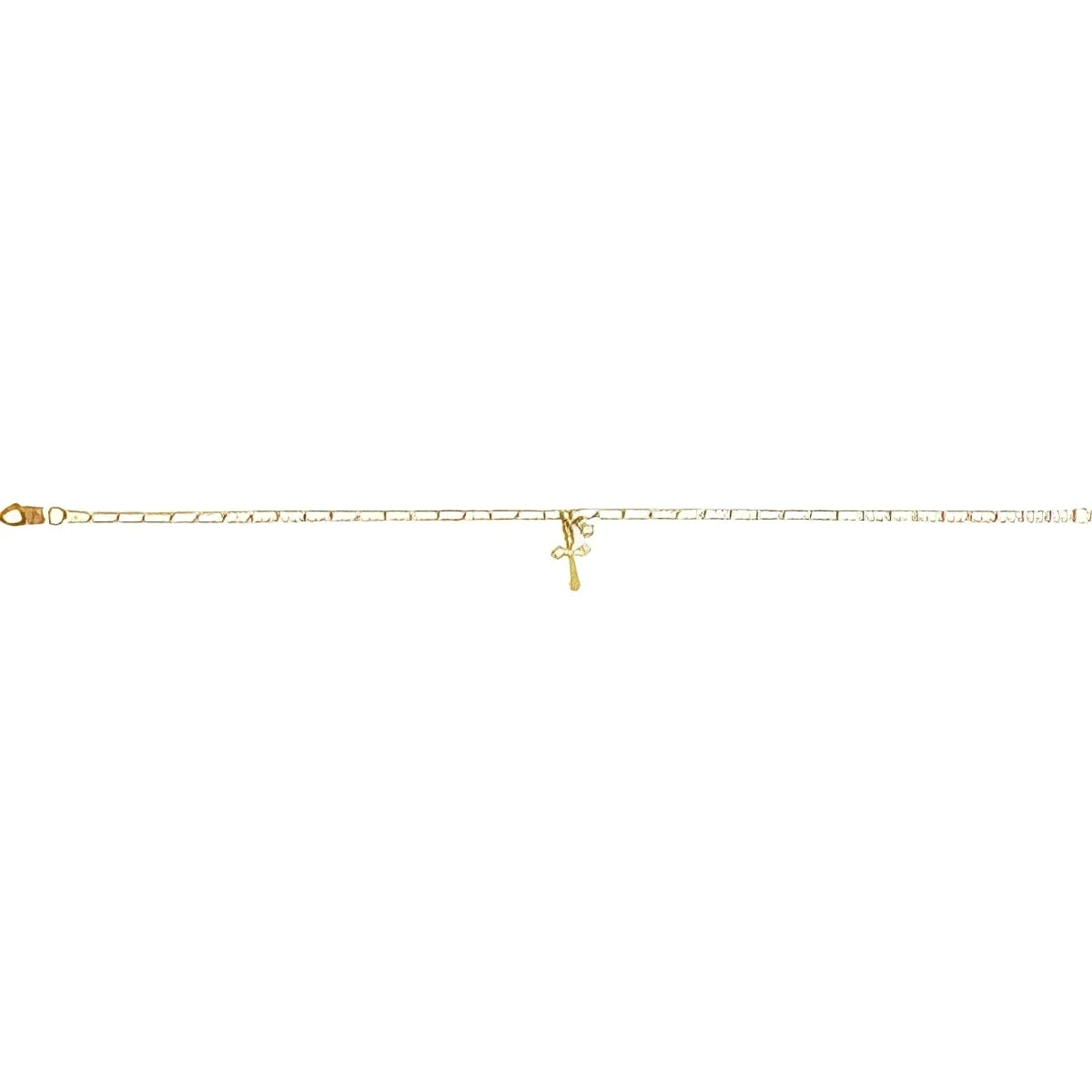 14K Yellow Gold .03 CTW Natural Diamond Cross Charm 7" Bracelet