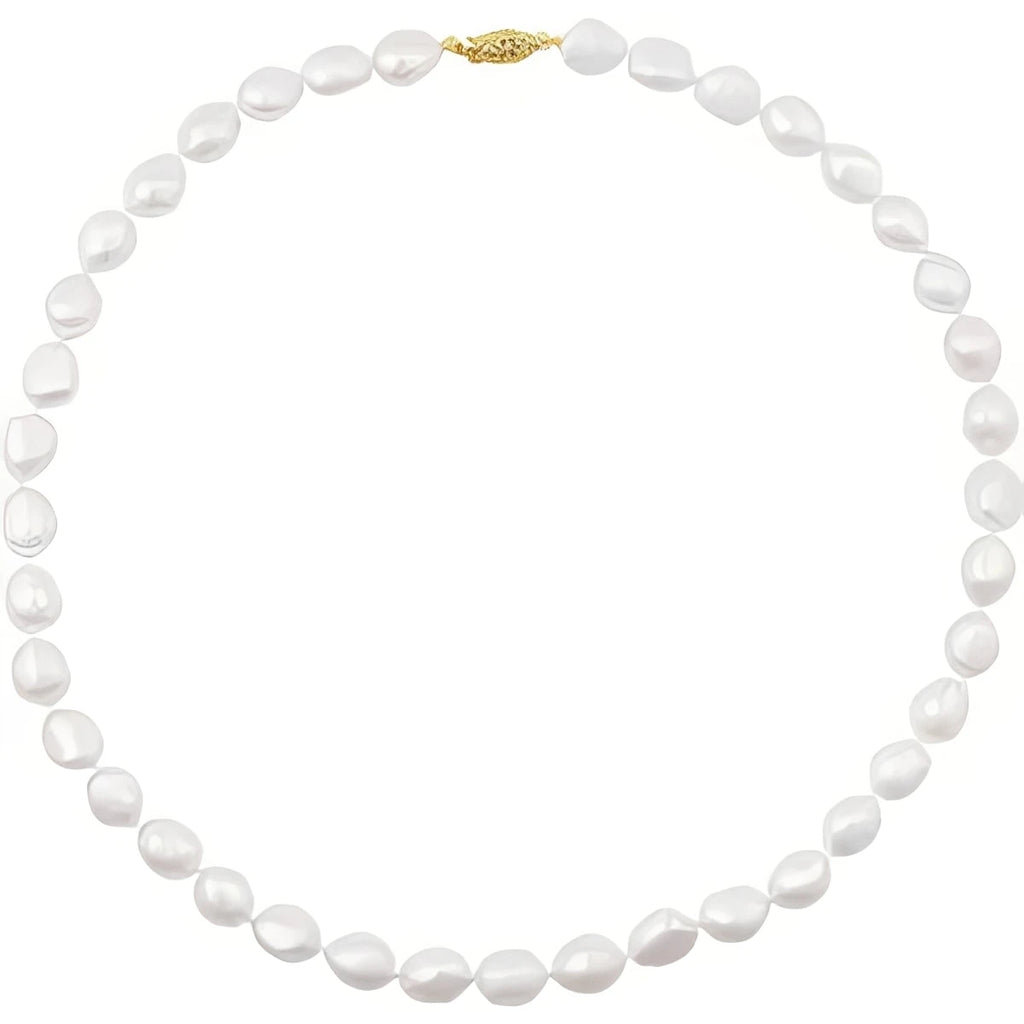 14K Yellow Gold Cultured White Freshwater Pearl 18" Necklace