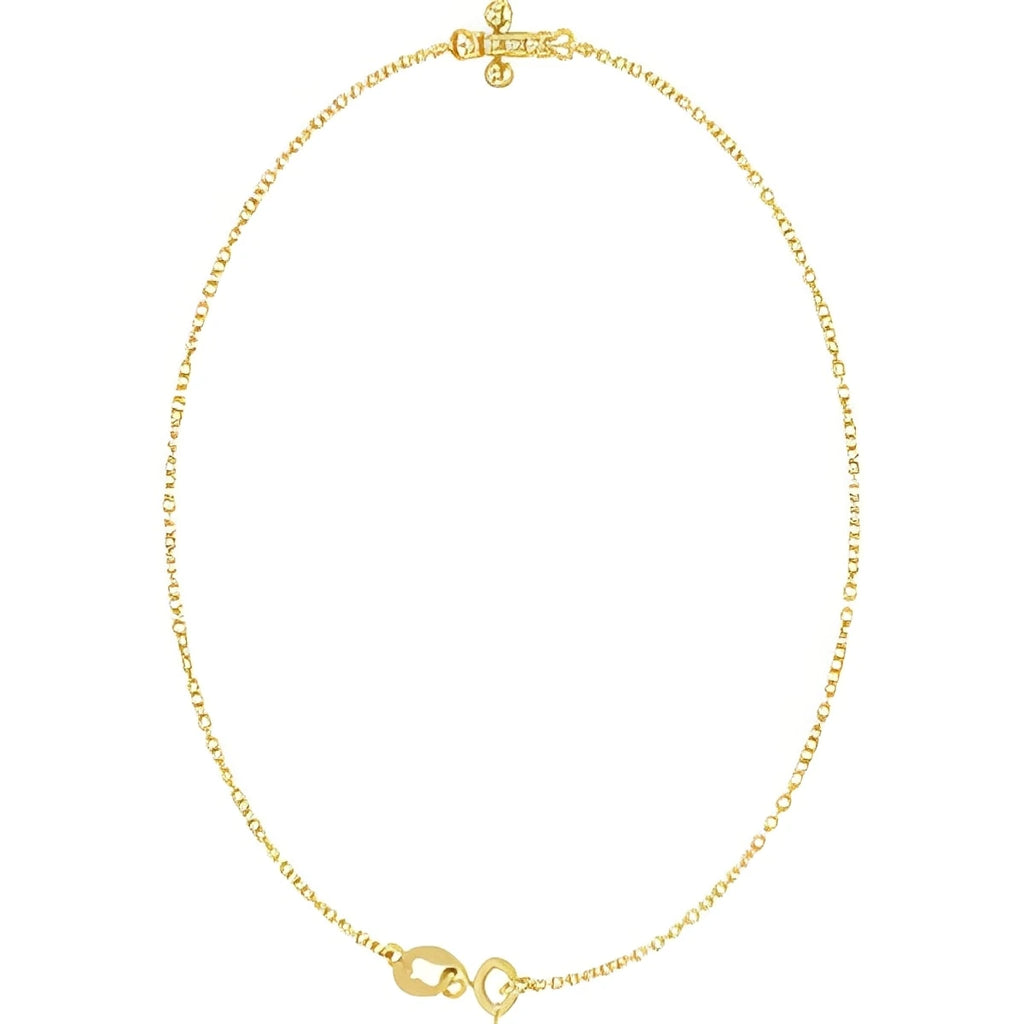 14K Yellow Gold Beaded Cross 7" Bracelet