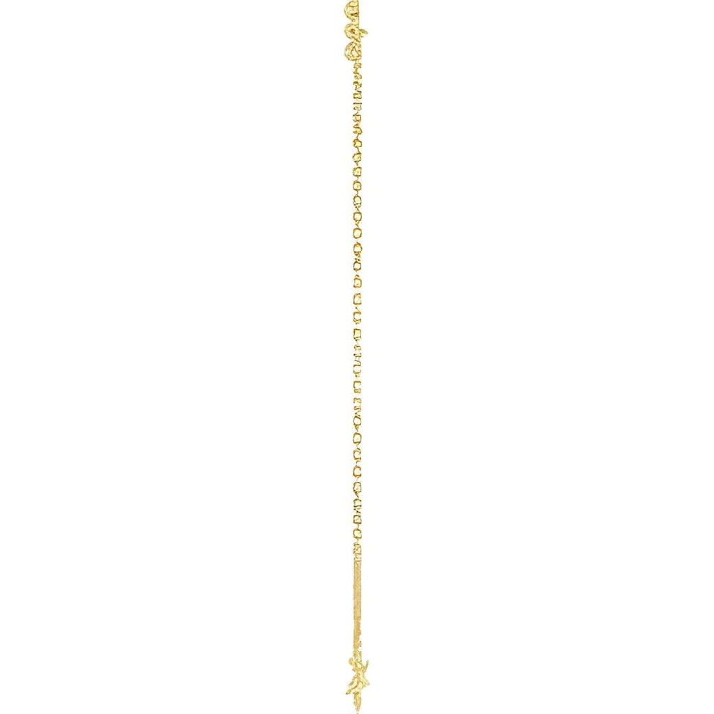 14K Yellow Gold Beaded Cross 7" Bracelet