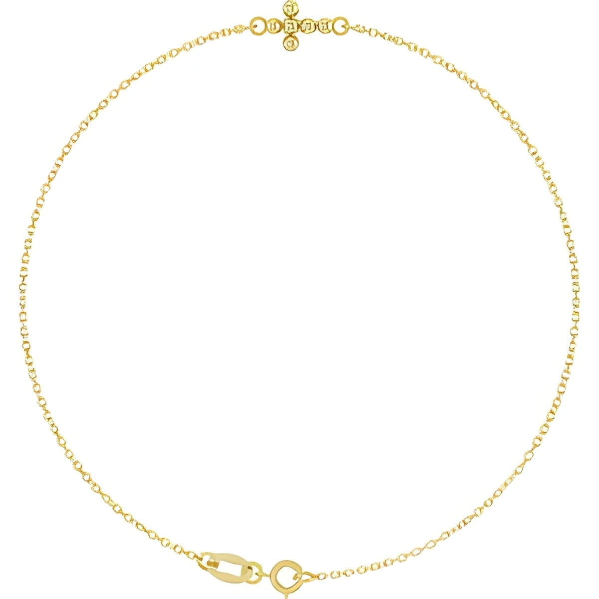 14K Yellow Gold Beaded Cross 7" Bracelet