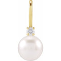 14K Yellow Gold Cultured White Akoya Pearl & .03 CT Natural Diamond Charm/Pendant