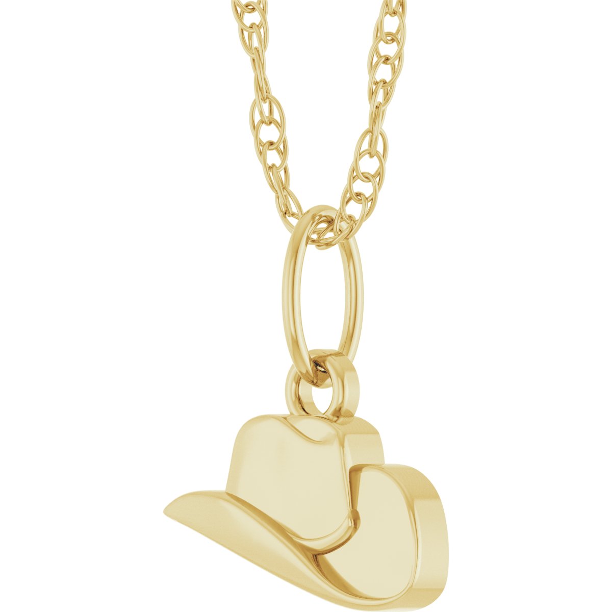 14K Yellow Gold Cowboy Hat 18" Necklace