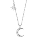 Sterling Silver Crescent Moon & Star 18" Necklace