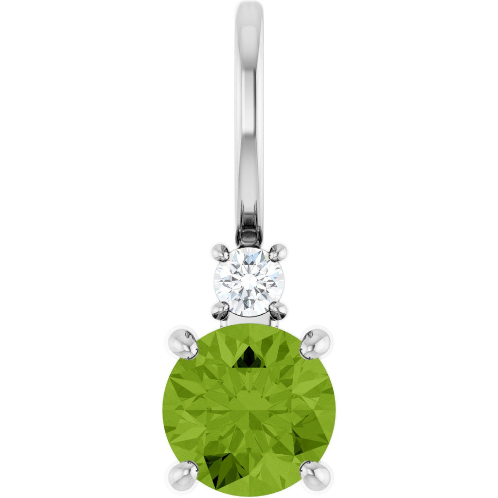 Sterling Silver Natural Peridot & .03 CT Natural Diamond Charm/Pendant