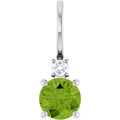 Sterling Silver Natural Peridot & .03 CT Natural Diamond Charm/Pendant