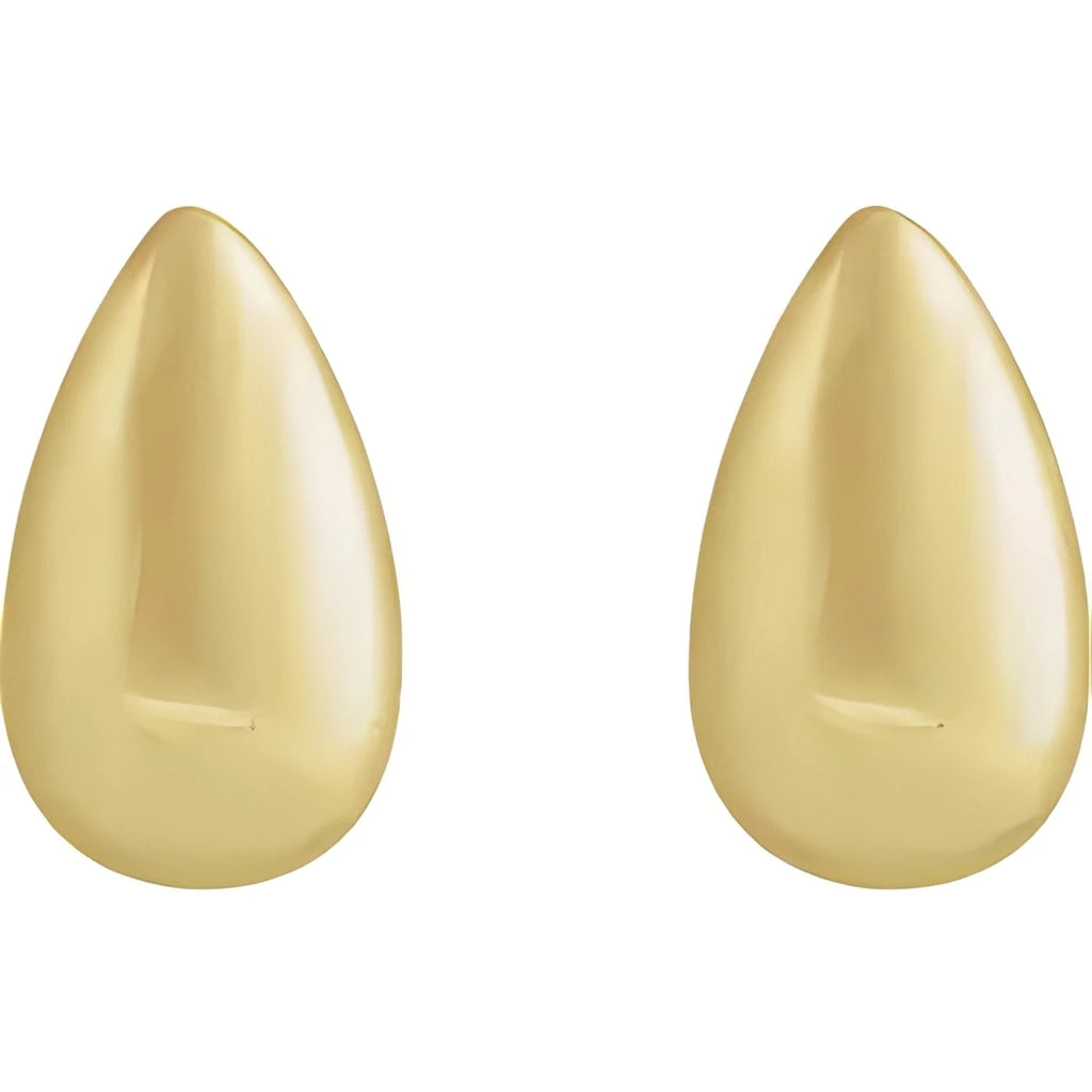 14K Yellow Gold Teardrop Stud Earring