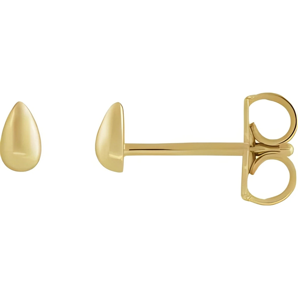 14K Yellow Gold Teardrop Stud Earring