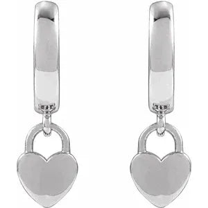 Sterling Silver Hinged 28.5 mm Heart Hoop Earrings