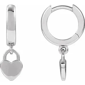 Sterling Silver Hinged 28.5 mm Heart Hoop Earrings