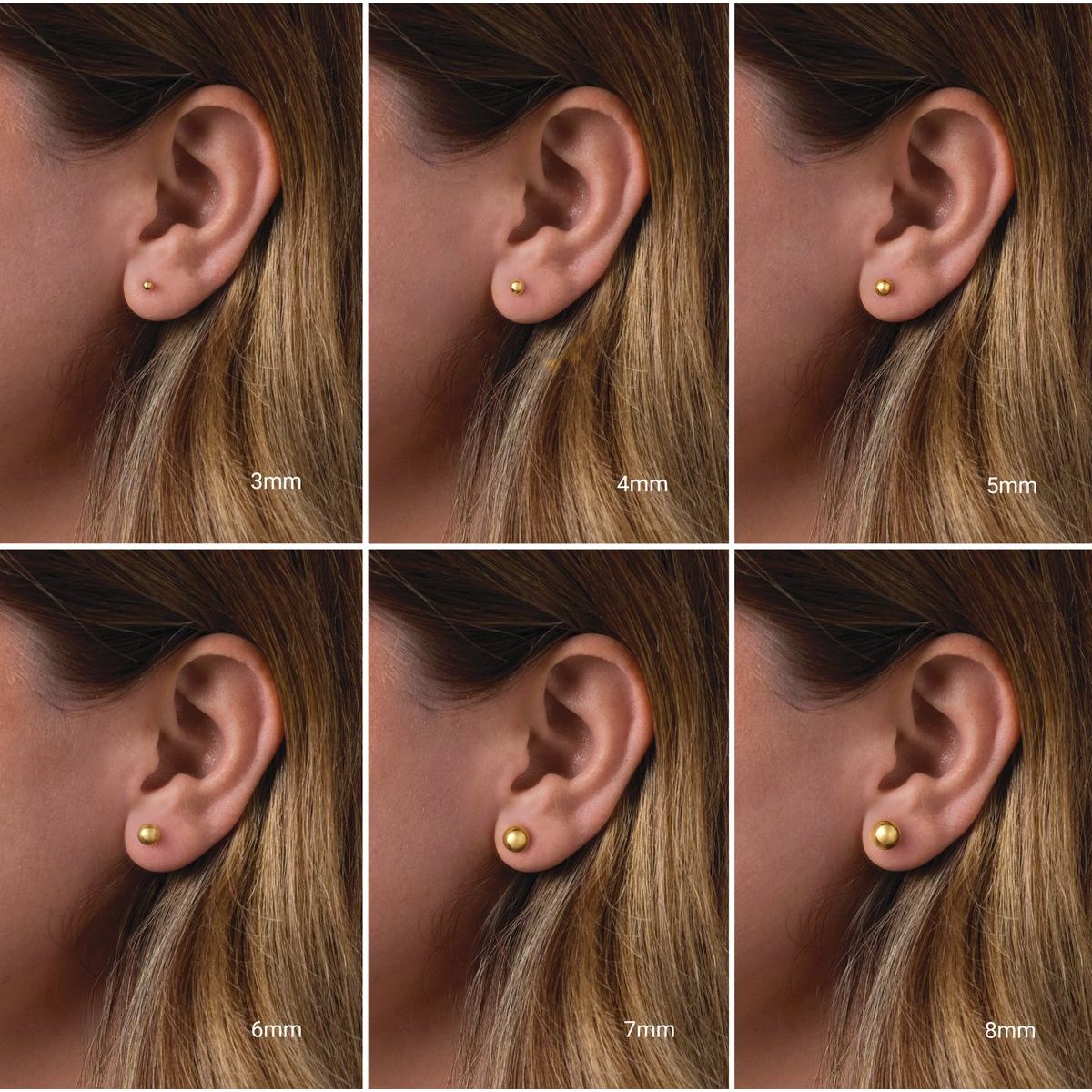 14K Yellow Gold 8 mm Ball Earrings