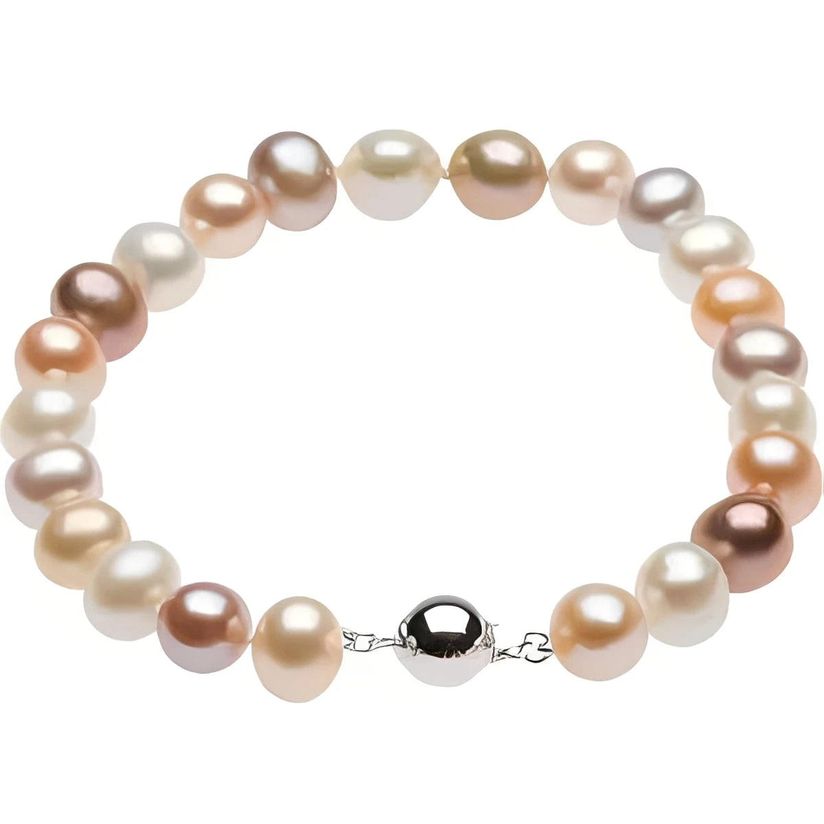 14K Yellow Gold Cultured White Freshwater 7" Bracelet