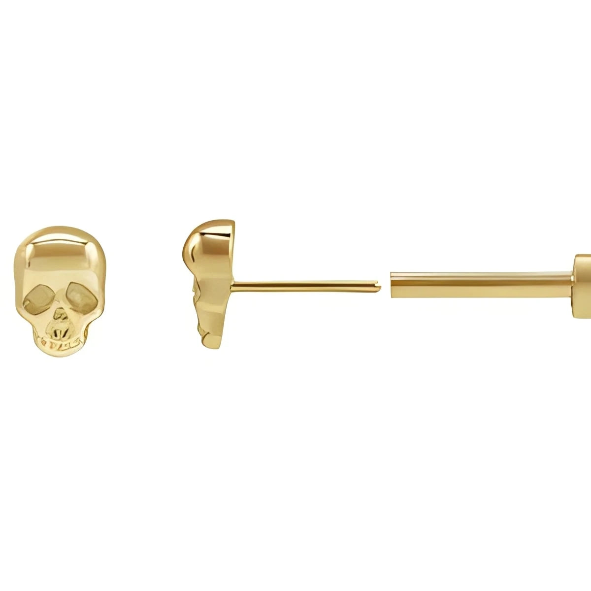 14K Yellow Gold Skull Earrings