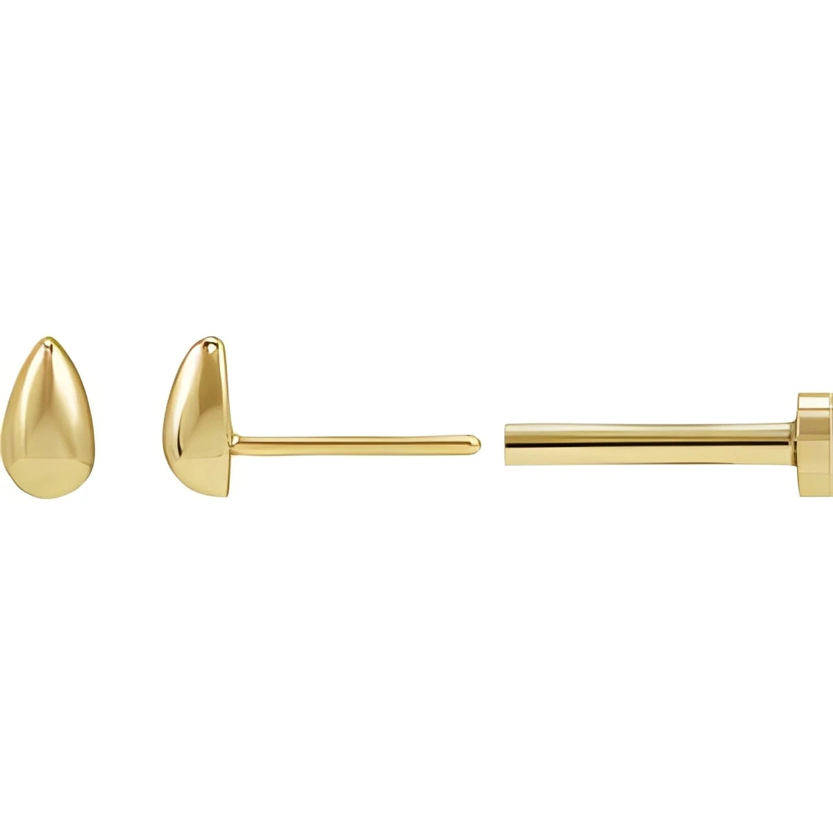 14K Yellow Gold Teardrop Stud Earring