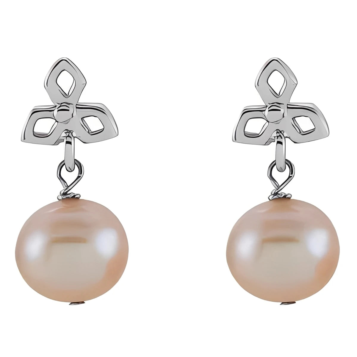 Sterling Silver Cultured Pink Freshwater Pearl Dangle Earrings