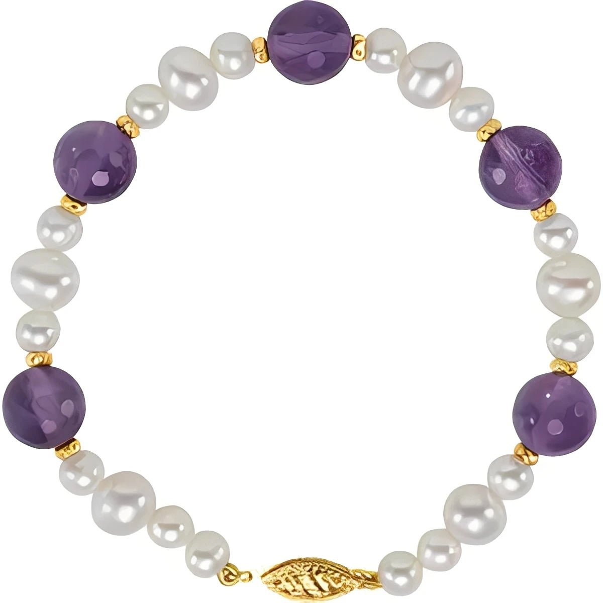 Sterling Silver Cultured White Freshwater Pearl 5-Station 7" Bracelet