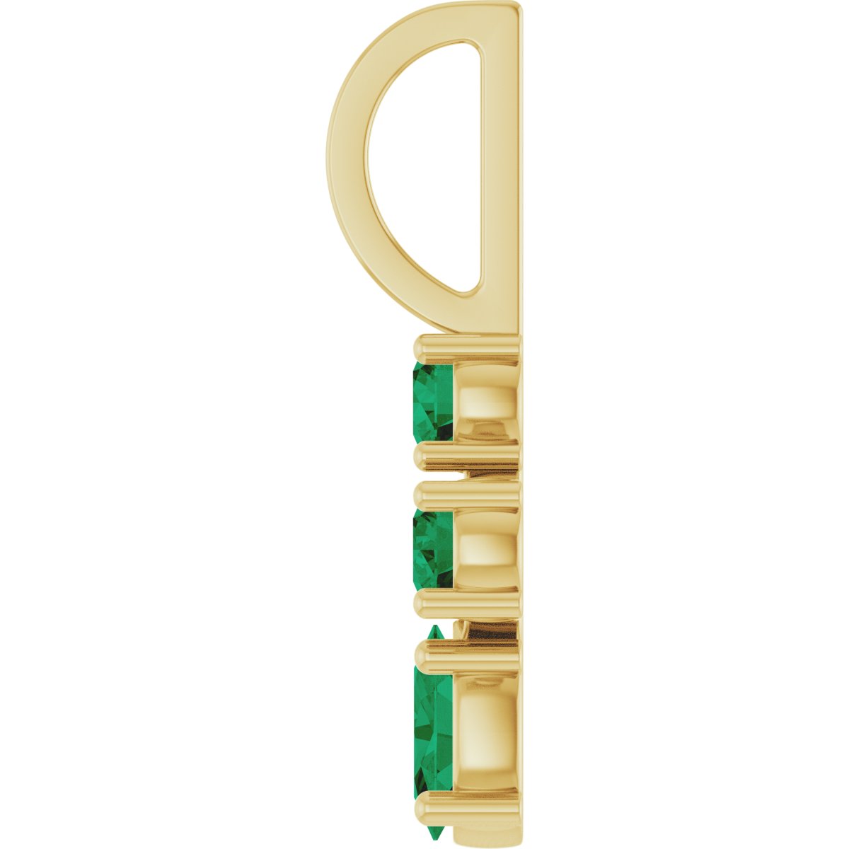 14K Yellow Gold Lab-Grown Emerald Cross Charm/Pendant