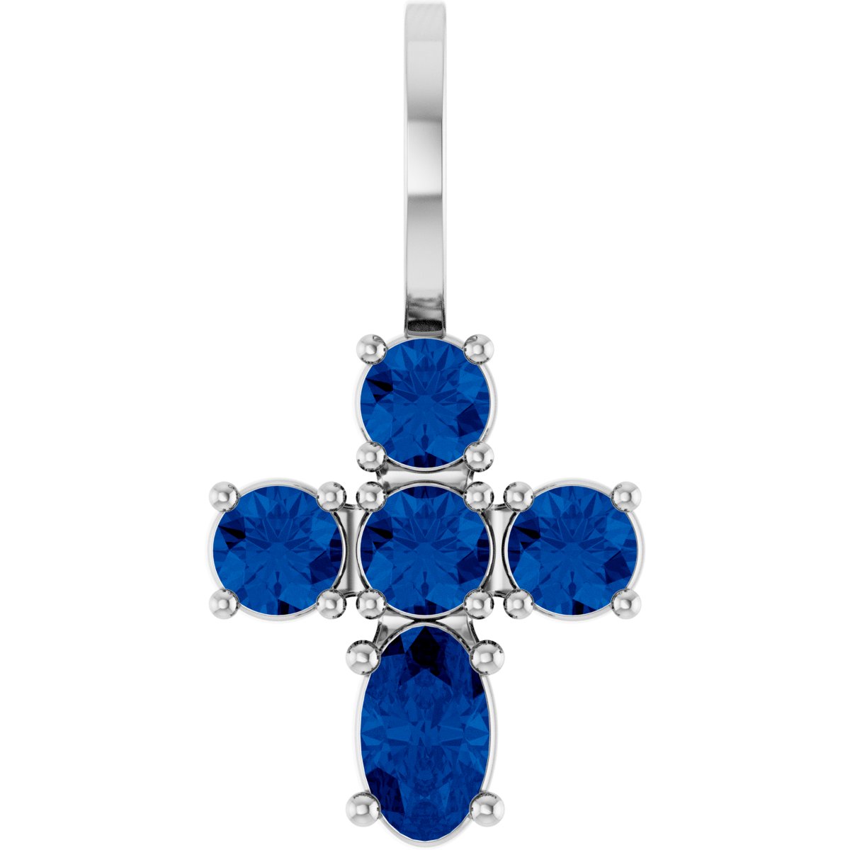 14K Yellow Gold Lab-Grown Emerald Cross Charm/Pendant