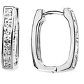 Sterling Silver Imitation Cubic Zirconia Hinged Hoop Earrings