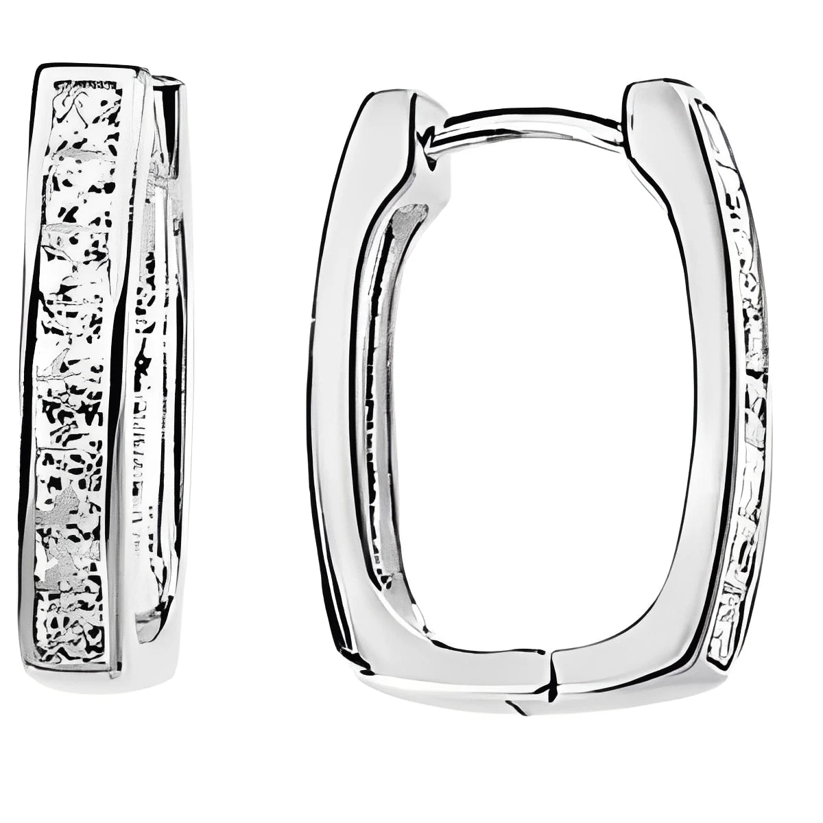 Sterling Silver Imitation Cubic Zirconia Hinged Hoop Earrings