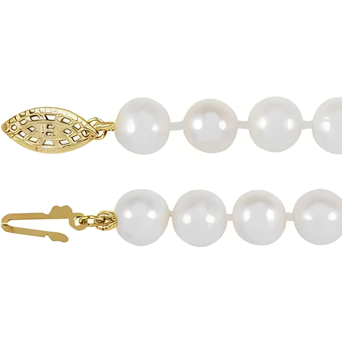 14K Yellow Gold Cultured White Freshwater 7" Bracelet