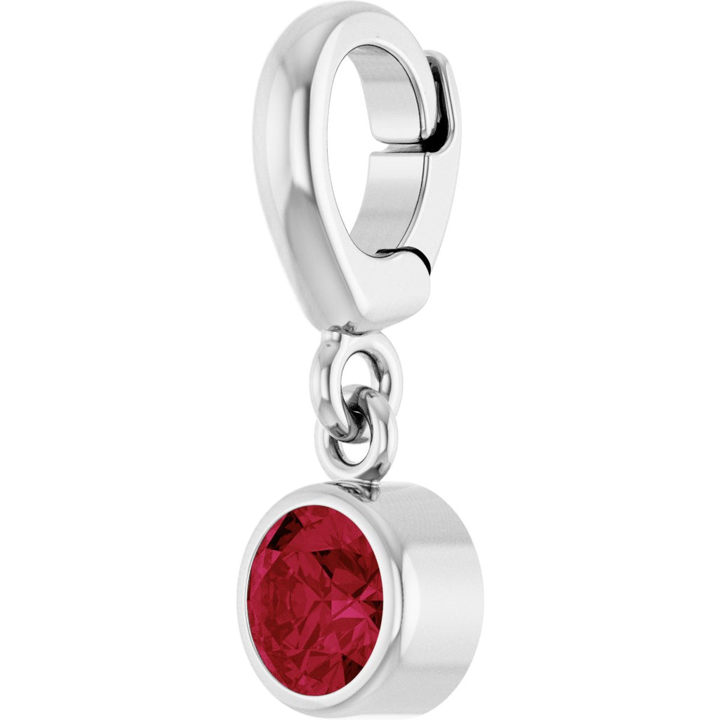 Sterling Silver Lab-Grown Ruby Charm/Pendant