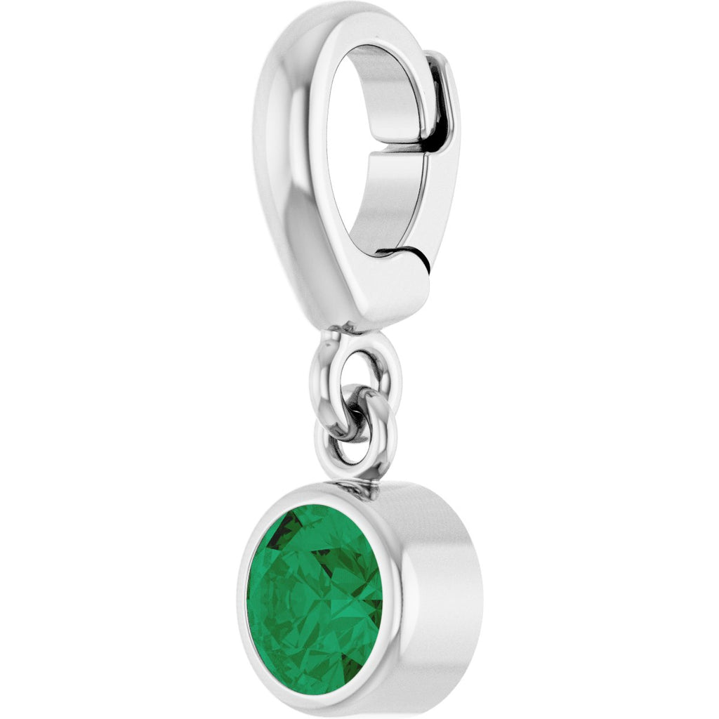 Sterling Silver Lab-Grown Ruby Charm/Pendant
