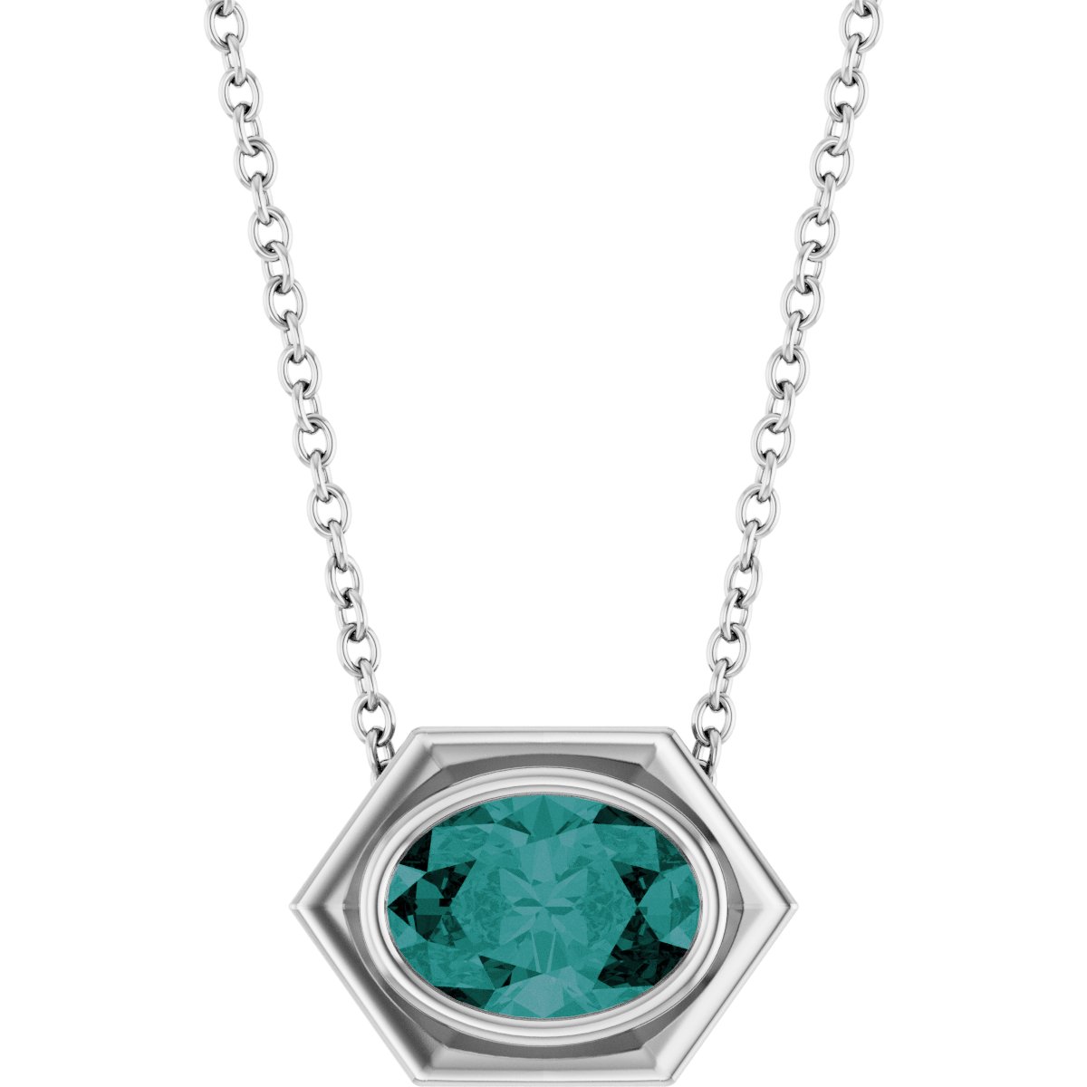 Sterling Silver Lab-Grown Alexandrite Slide 16-18" Necklace