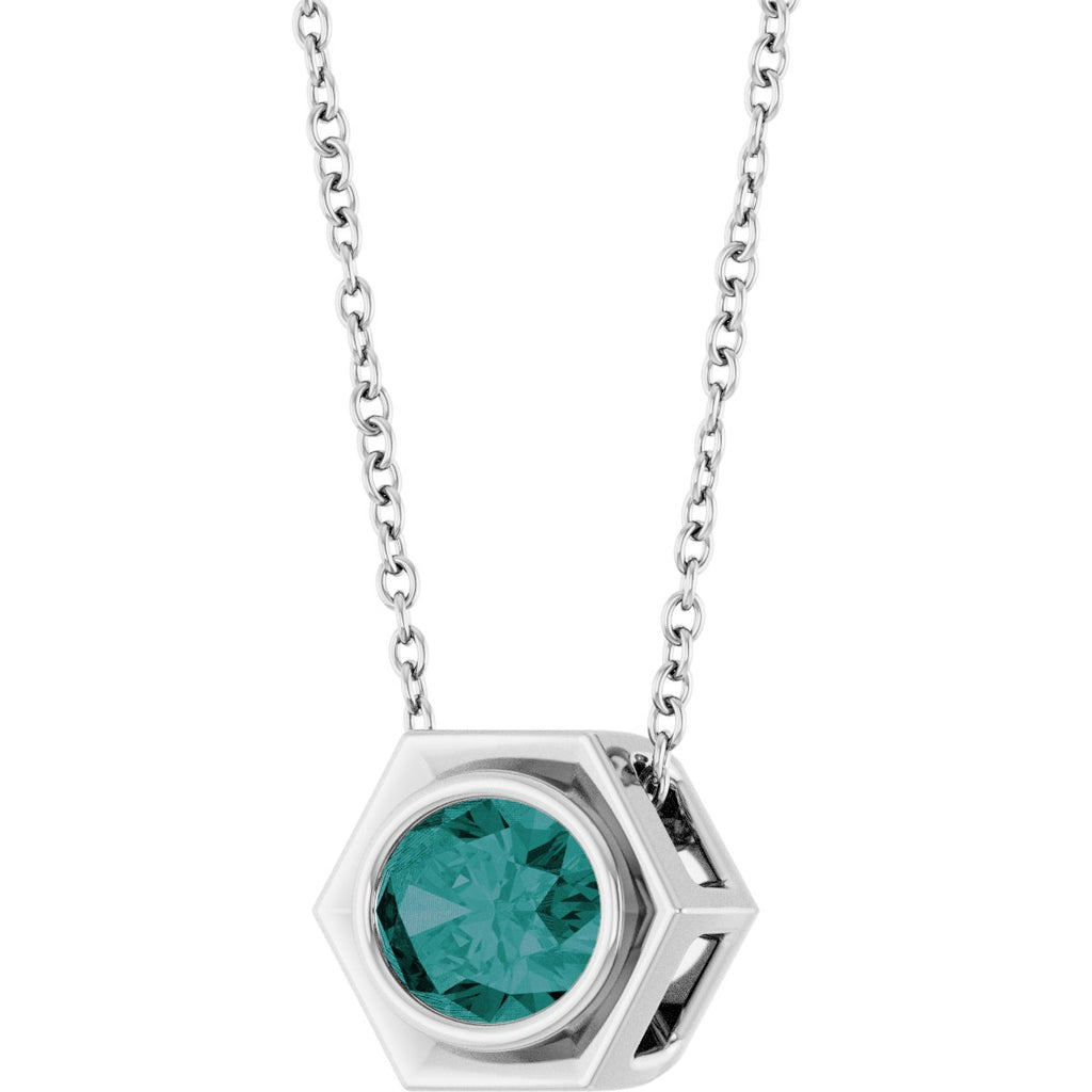 Sterling Silver Lab-Grown Alexandrite Slide 16-18" Necklace