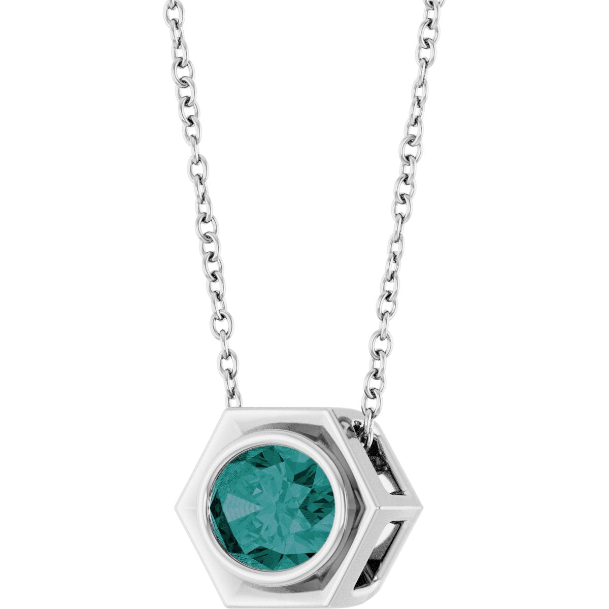 Sterling Silver Lab-Grown Alexandrite Slide 16-18" Necklace