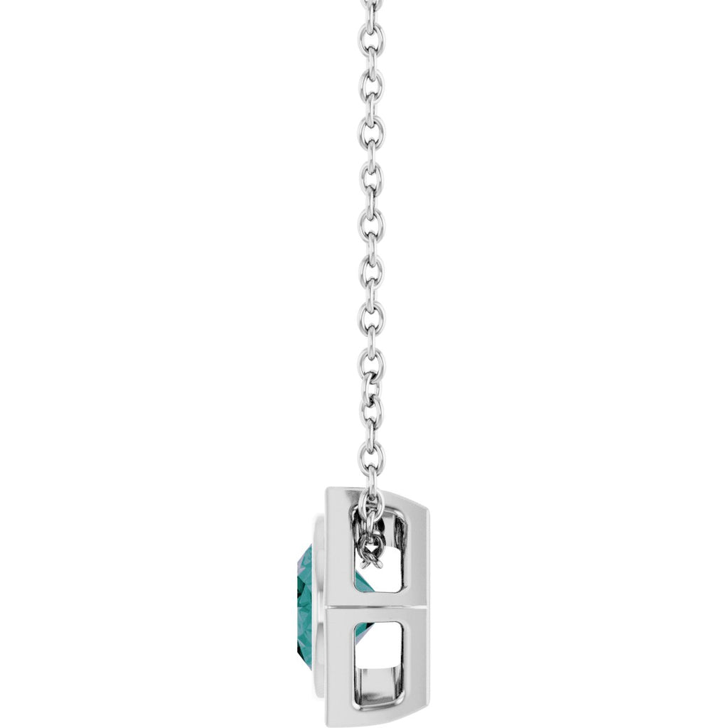Sterling Silver Lab-Grown Alexandrite Slide 16-18" Necklace